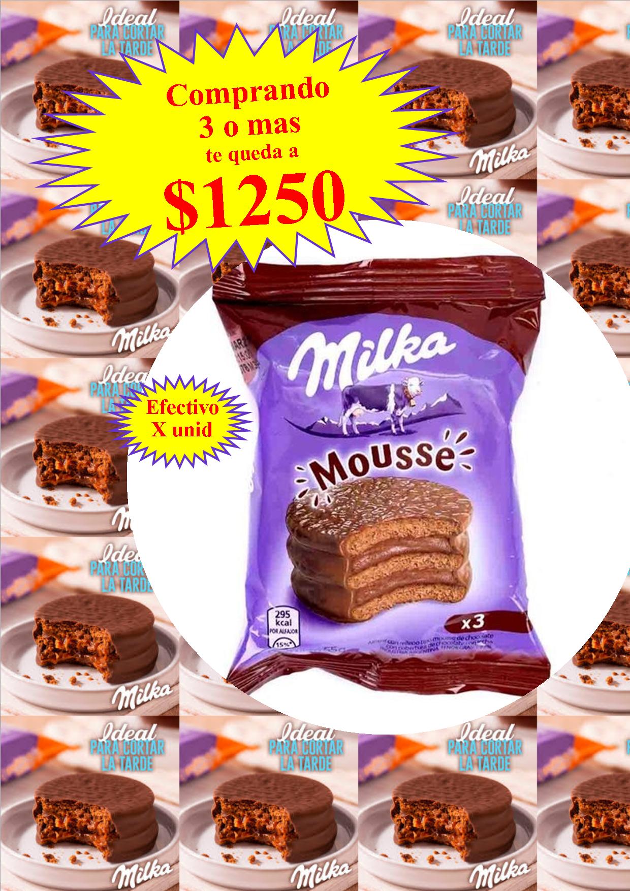 ALFAJOR MILKA 3PLE MOUSSE tple 55G (comprando 6 o más precio mayorista)